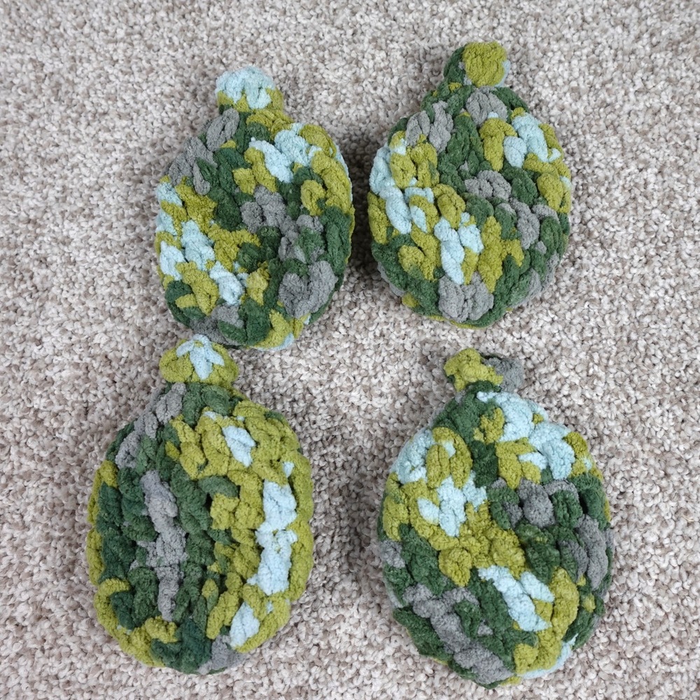 Handmade Reusable Crochet Water Balloons Camo Green Blue Set of‎ 4 Summer Toys